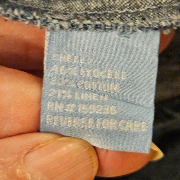 J. McLaughlin Top Size Large Laramie Chambray Denim Balloon Sleeve Blouse Boho - Picture 8 of 12